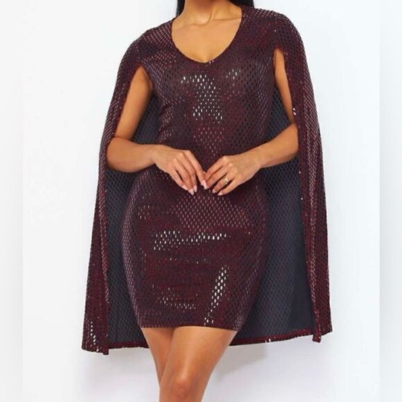 Red Cape Dress - Picture 1 of 6